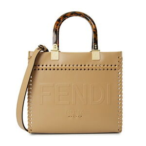 FENDI FF Jacquard Shopper Tote Shoulder Bag Brown